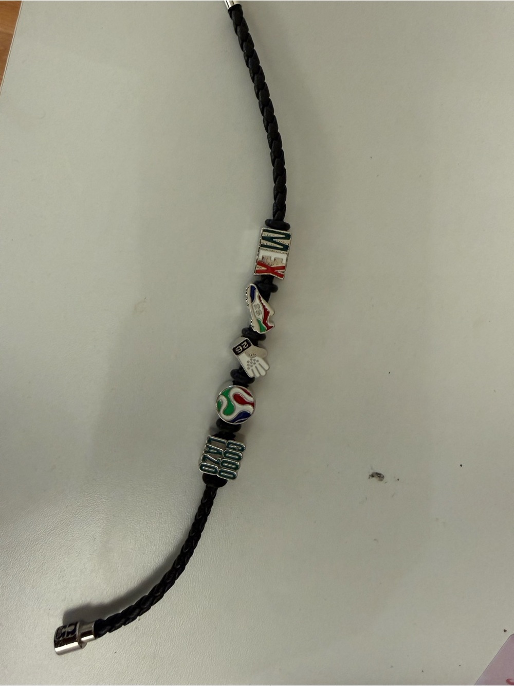 FIFA Soccer Charm Braided Leather Bracelet with Multicolor Enamel Charms - Picture 6 of 10